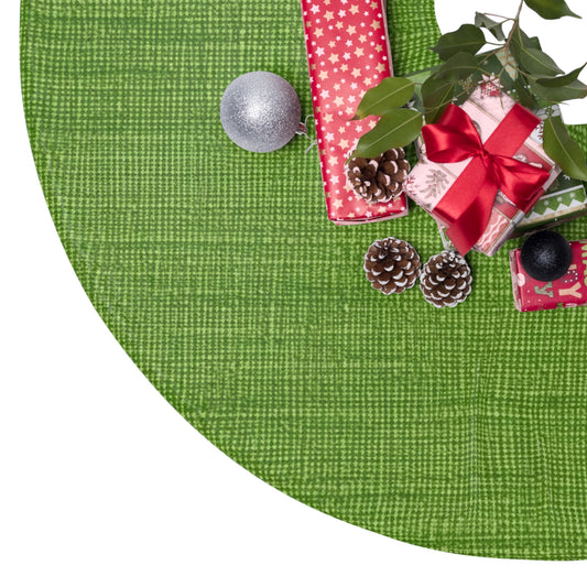 Olive Green Denim-Style: Seamless, Textured Fabric - Christmas Tree Skirts