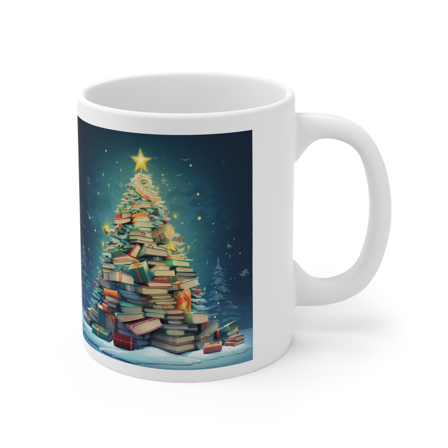 Book Worm Club Christmas Tree Seasonal Winter Holiday - Ceramic Mug 11oz