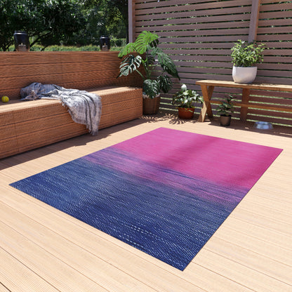 Dual Delight: Half-and-Half Pink & Blue Denim Daydream - Outdoor Rug