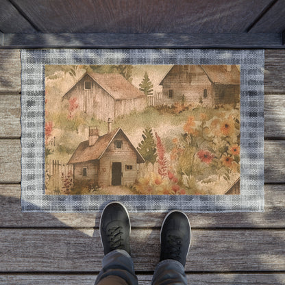 Cottagecore Classic House - Charming Rustic Grandmillenial Style - Eclectic Colors - Door Coir Mat