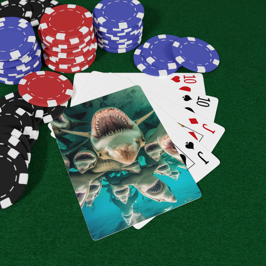 Laughing Lemon Sharks: Joyful Sea Jaws Ocean Deep - Poker Cards
