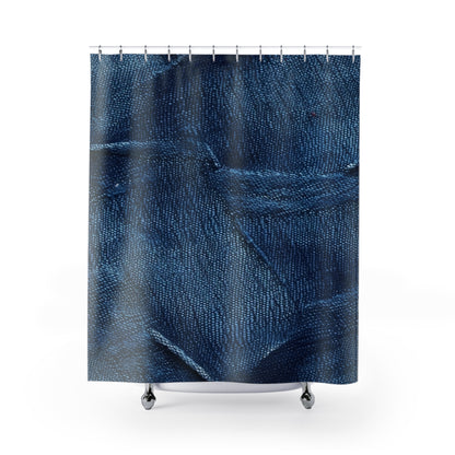 Dark Blue: Distressed Denim-Inspired Fabric Design - Shower Curtains