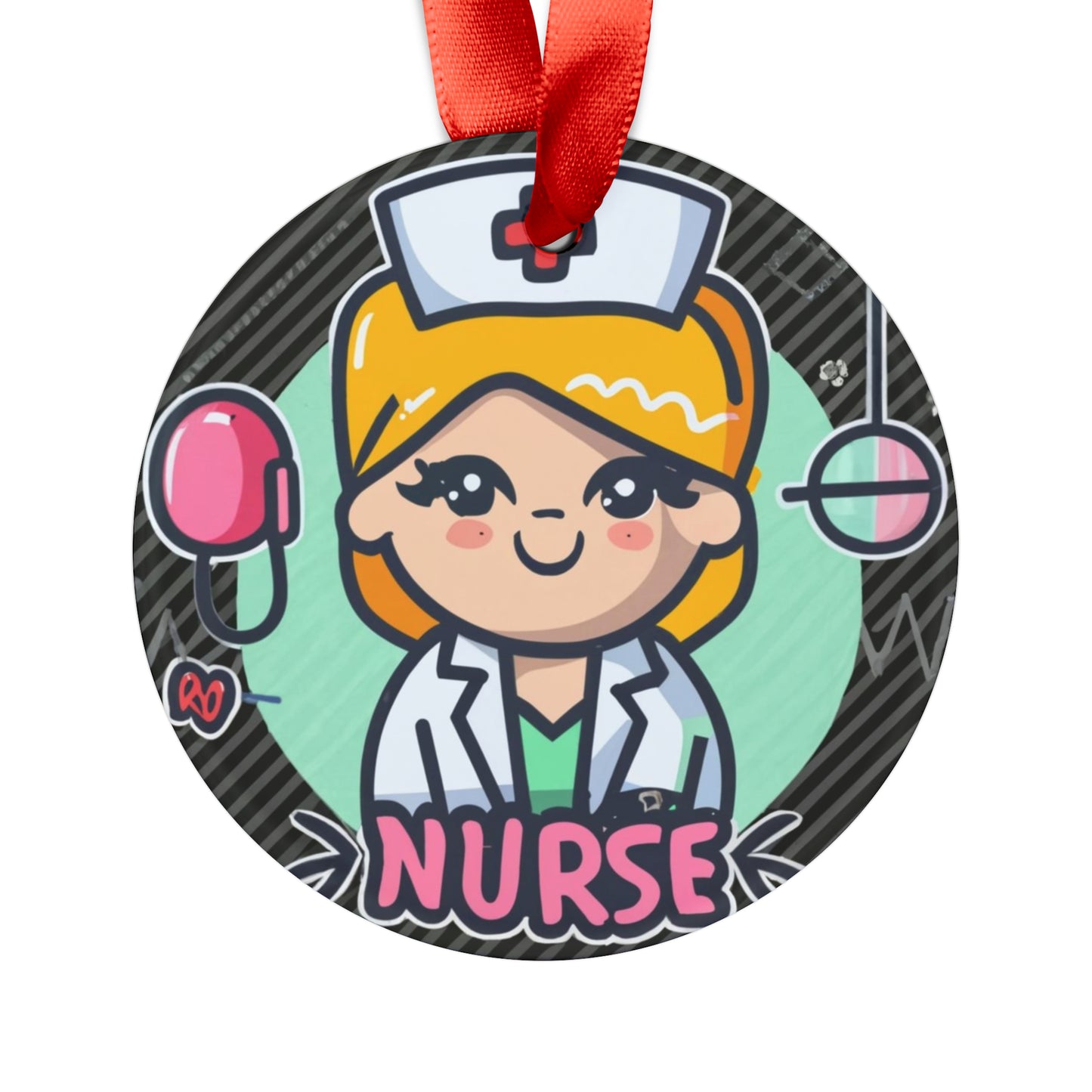 Kawaii Nurse Anime - Character Job Gift - Acrylic Ornament with Ribbon