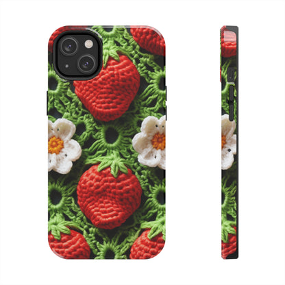 Strawberry Field Crochet - Forever Forest Greens - Fruit Berry Harvest Crop - Tough Phone Cases