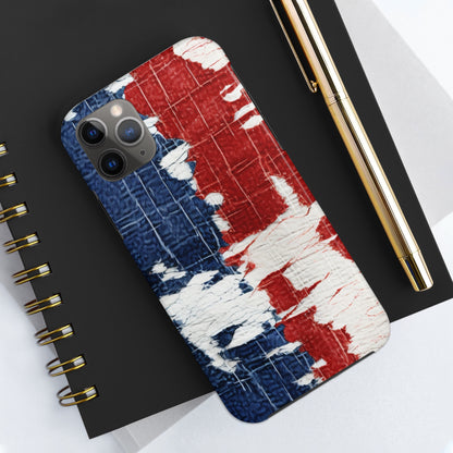 Patriotic Red, White & Blue: Distressed Denim-Style, Torn Fabric - Tough Phone Cases