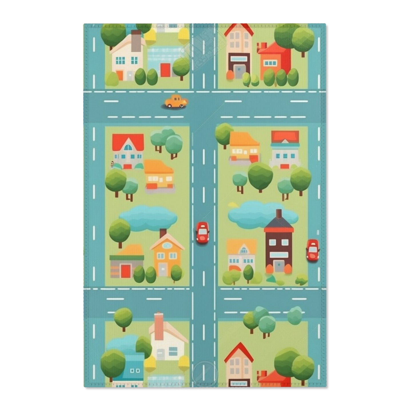 Colorful Kids' Area Rug: Town Car Pattern, Various Sizes, 100% Polyester