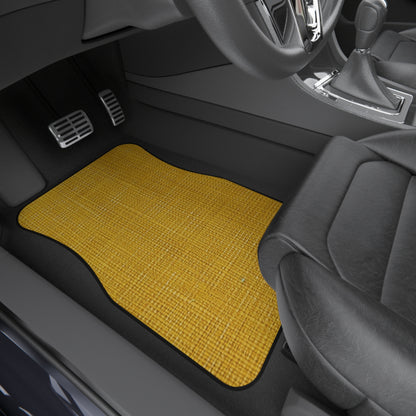 Radiant Sunny Yellow: Denim-Inspired Summer Fabric - Car Mats (Set of 4)