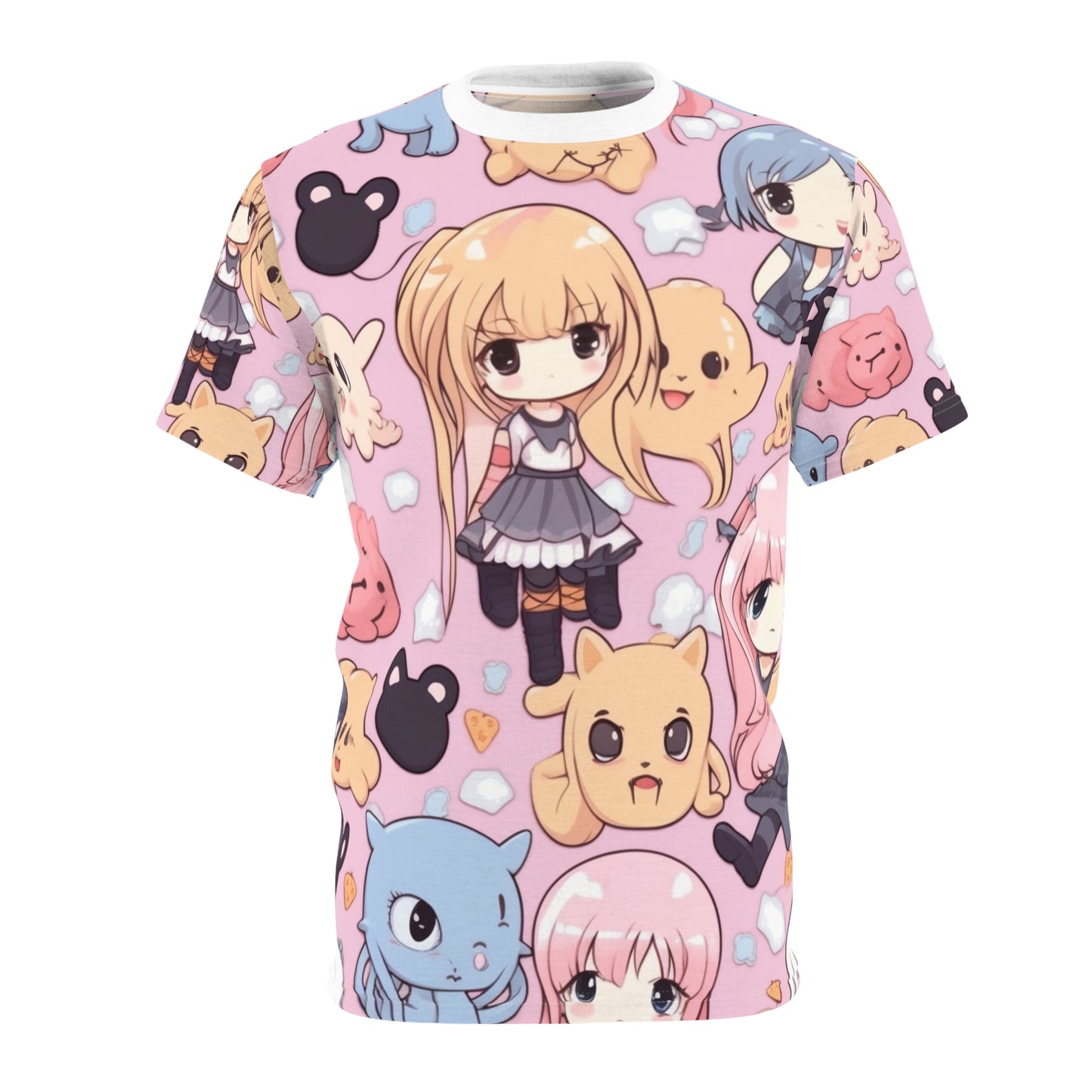 Kawaii Anime Girls: キュートで愛らしいマンガにインスパイアされたデザイン - ユニセックス カットソー Tシャツ (AOP) 