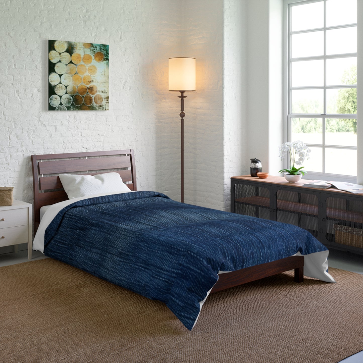 Indigo Splash: Washed Denim Reverie in Deep Blue - Comforter