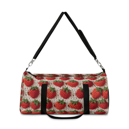 Strawberry Traditional Japanese, Crochet Craft, Fruit Design, Red Berry Pattern - Duffel Bag