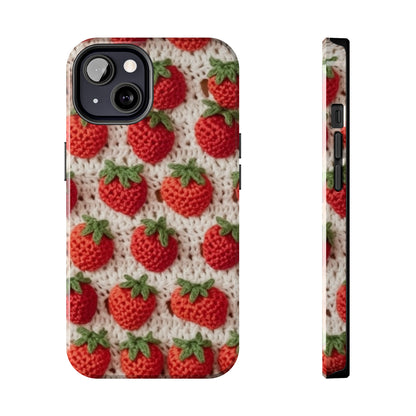 Strawberry Traditional Japanese, Crochet Craft, Fruit Design, Red Berry Pattern - Tough Phone Cases