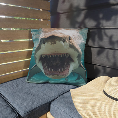 Bull Shark: River Monster Menace - Realistic Dark Water Predator - Outdoor Pillows