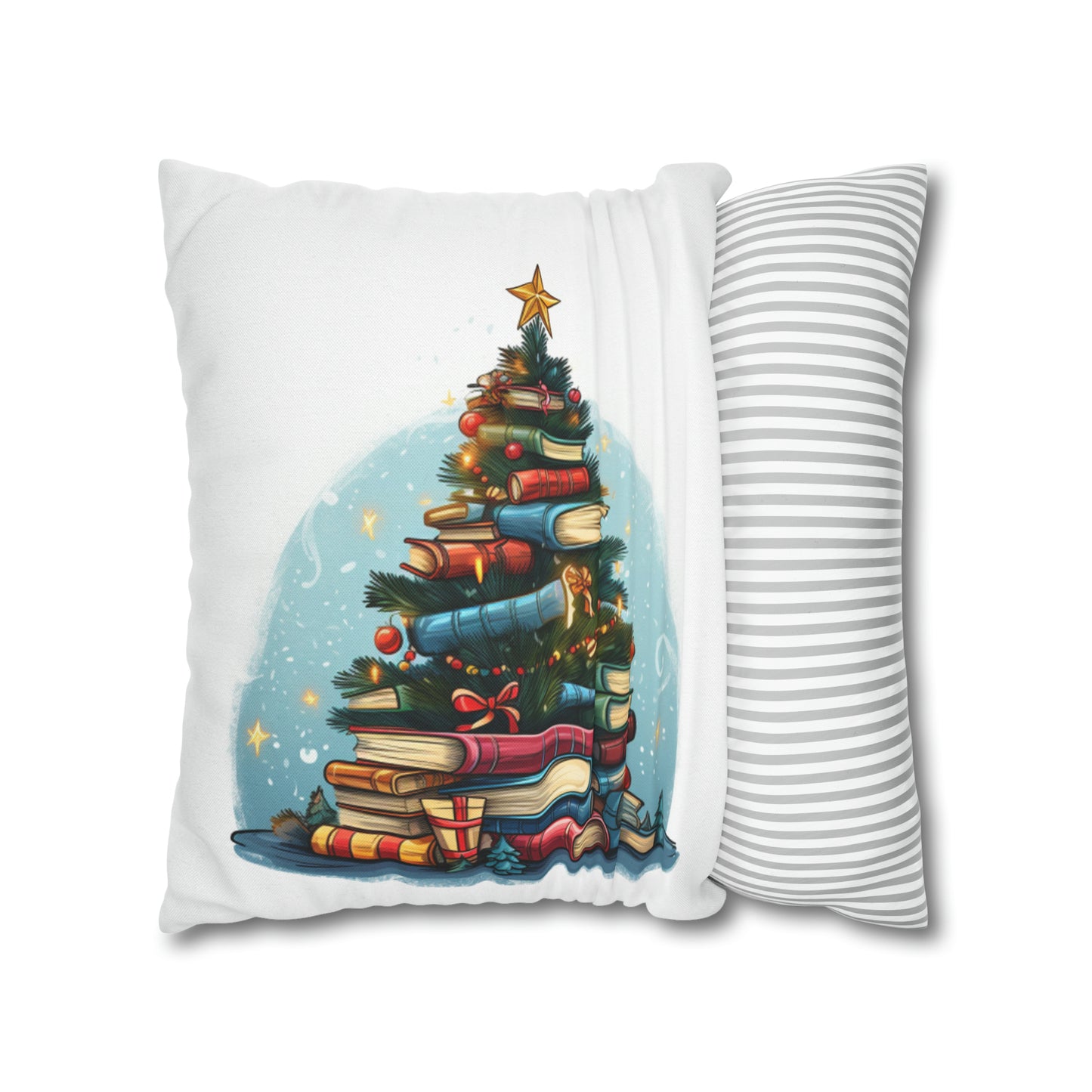 Book Lover Christmas Tree, Gift For Readers - Spun Polyester Square Pillow Case