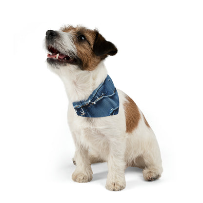 Midnight Blue Distressed Denim: Rugged, Torn & Stylish Design - Dog & Pet Bandana Collar