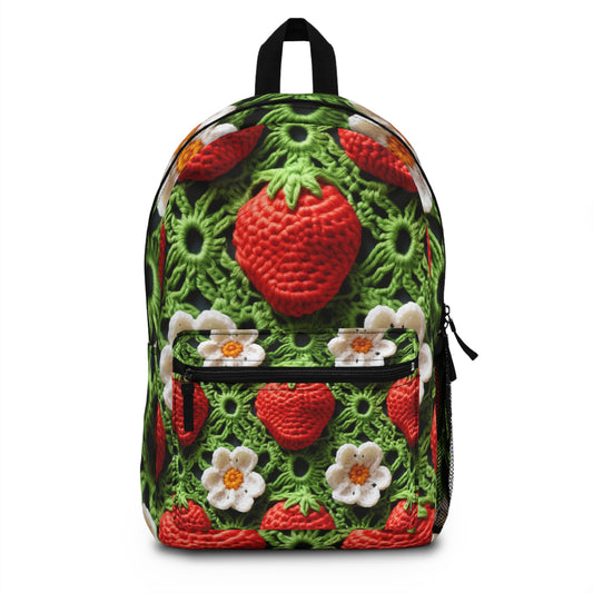 Strawberry Field Crochet - Forever Forest Greens - Fruit Berry Harvest Crop - Backpack