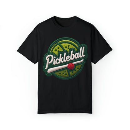 Pickleball スポーツ刺繍 - シェニール パッチ バッジ - ユニセックス ガーメントダイ T シャツ