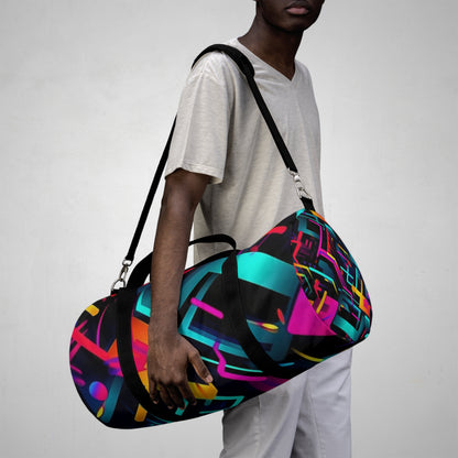 Vibrant Trendy Neon Abstract Geometric Pattern Design Duffel Bag