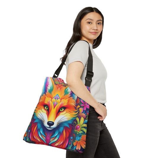 Vibrant & Colorful Fox Design - Unique and Eye-Catching - Adjustable Tote Bag (AOP)