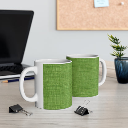 Olive Green Denim-Style: Seamless, Textured Fabric - Ceramic Mug 11oz