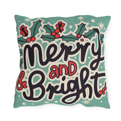 Merry and Bright Christmas Theme Holiday - Outdoor Pillows