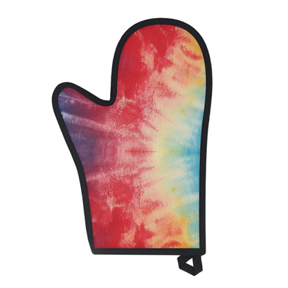 Rainbow Tie-Dye Denim: Vibrant Multi-Color, Fabric Design Spectacle - Oven Glove