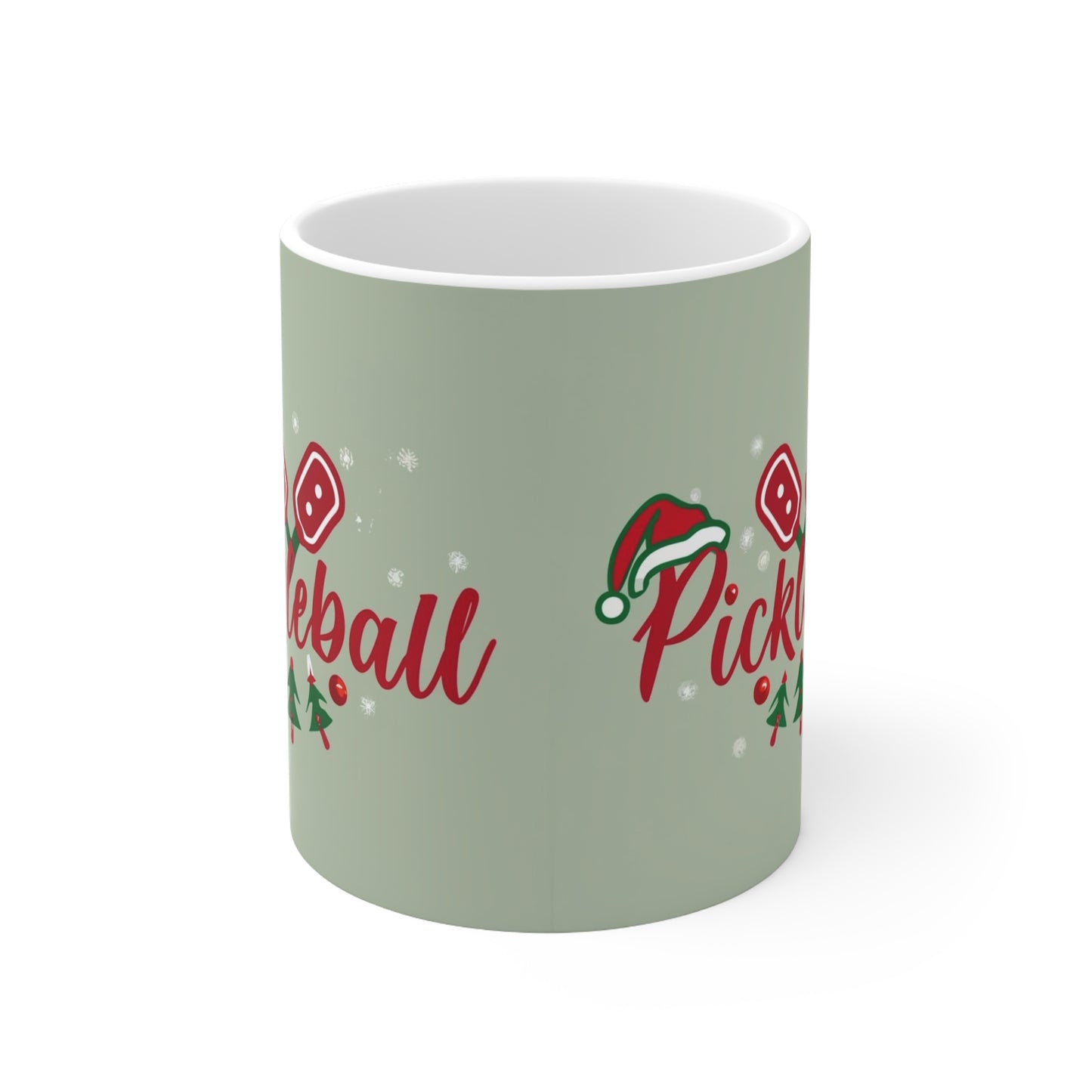 Navidad festiva de paleta de Pickleball - Taza de cerámica 11oz