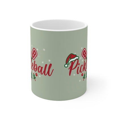 Navidad festiva de paleta de Pickleball - Taza de cerámica 11oz