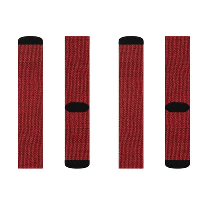 Bold Ruby Red: Denim-Inspired, Passionate Fabric Style - Sublimation Socks