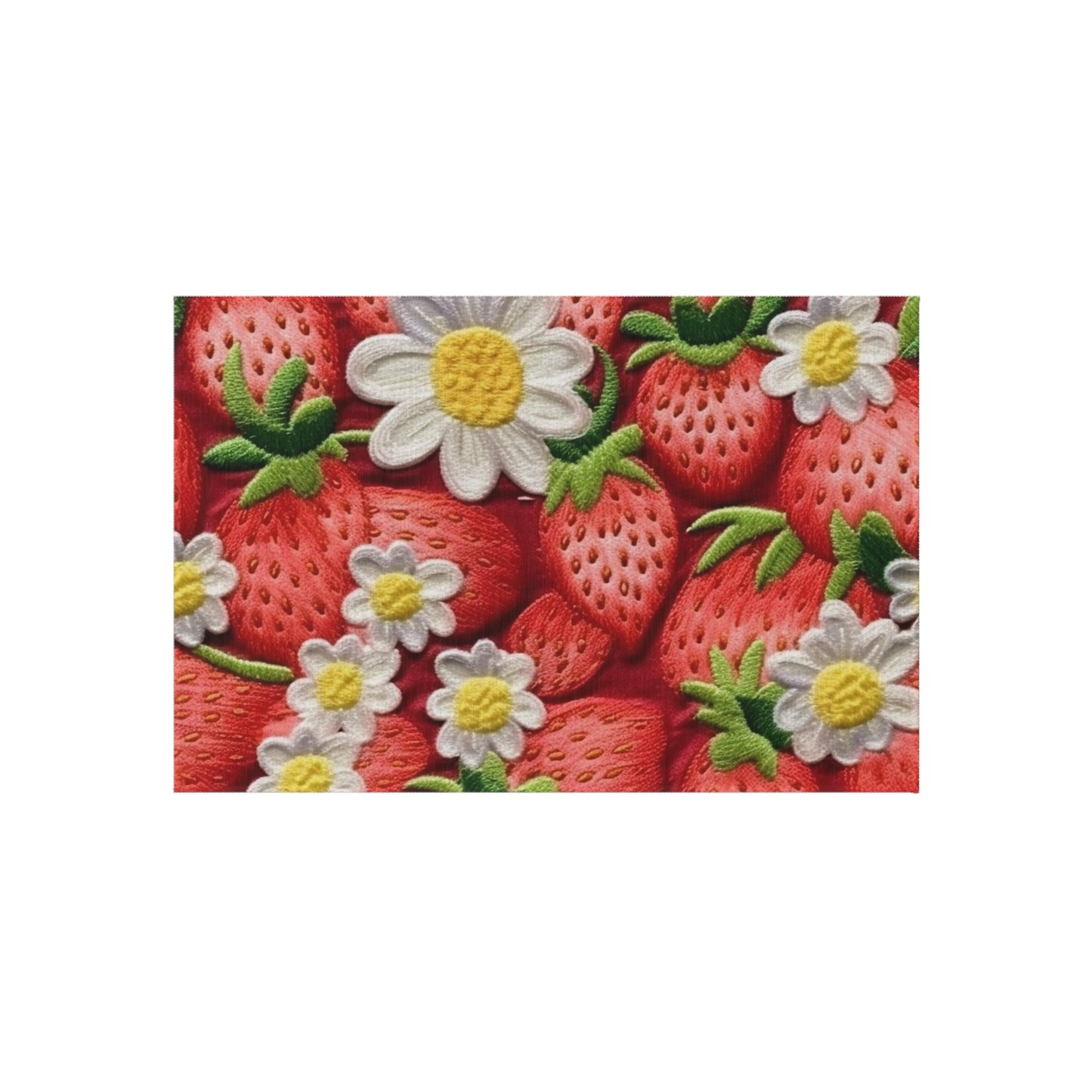 Strawberry Strawberries Embroidery Design - Fresh Pick Red Berry Sweet Fruit - Outdoor Rug