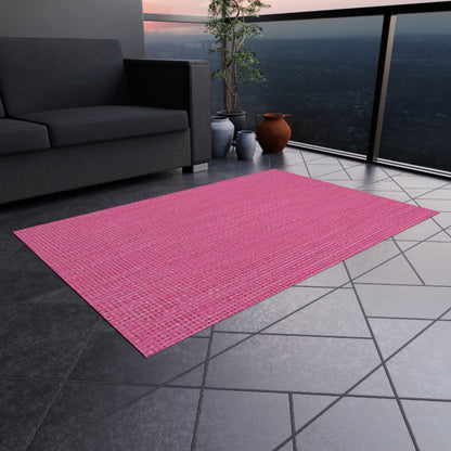 Doll-Like Pink Denim Designer Fabric Style - Outdoor Rug