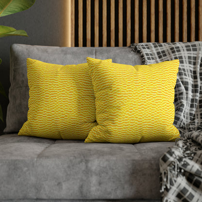 Sunshine Yellow Lemon: tela alegre e inspirada en la mezclilla - Funda de almohada cuadrada de poliéster hilado 