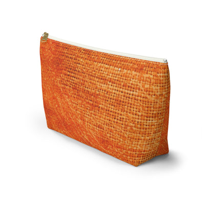 Burnt Orange/Rust: Denim-Inspired Autumn Fall Color Fabric - Accessory Pouch w T-bottom