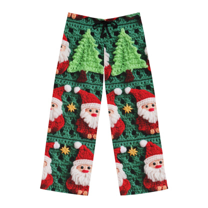 Santa Claus Crochet Pattern, Christmas Design, Festive Holiday Decor, Father Christmas Motif. Perfect for Yuletide Celebration - Men's Pajama Pants (AOP)