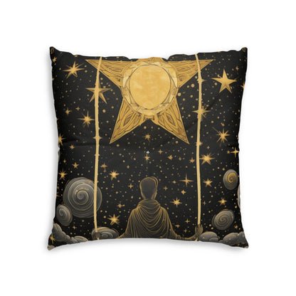 The Star Tarot Card - Symbol of Faith and Optimism - Tufted Floor Pillow, Square