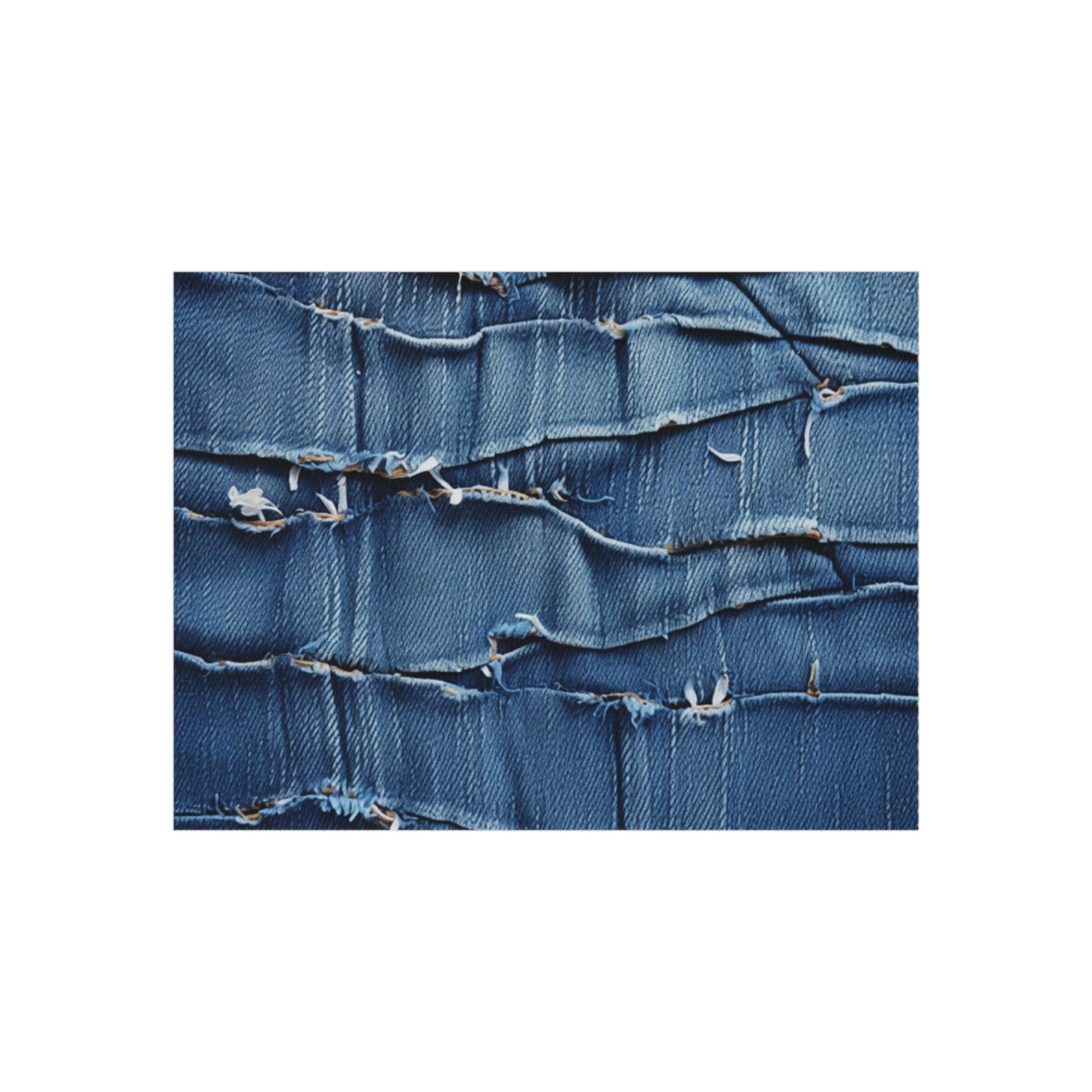 Midnight Blue Distressed Denim: Rugged, Torn & Stylish Design - Outdoor Rug