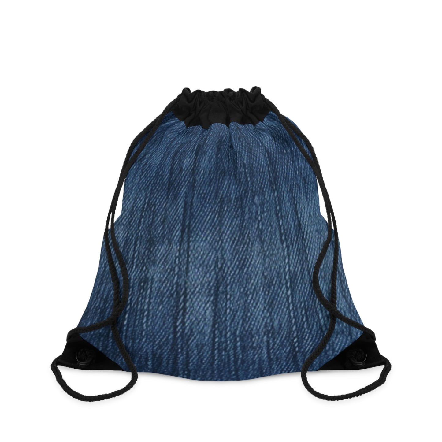 Indigo Splash: Washed Denim Reverie in Deep Blue - Drawstring Bag