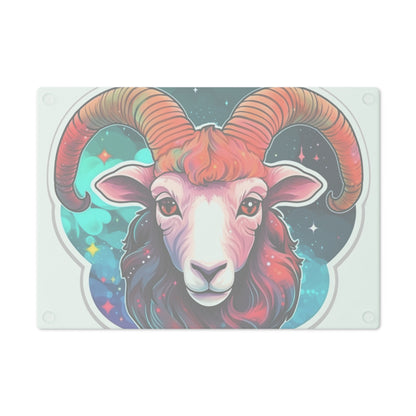 Signo del zodíaco Aries - Símbolo de astrología cósmica de colores vivos y brillantes - Tabla de cortar 