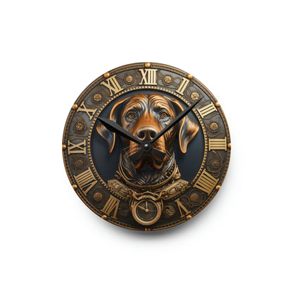 Dog Bronze Copper Steampunk Design, Acrylic Wall Clock