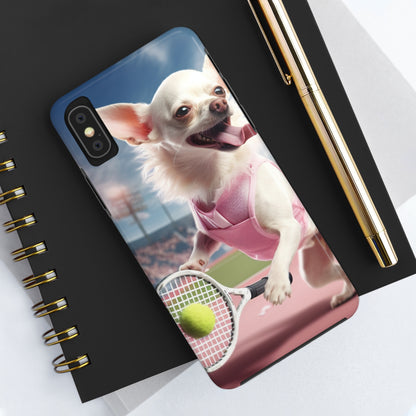 Chihuahua Tennis Ace: Dog Pink Outfit, Court Atheletic Sport Game - Tough Phone Cases