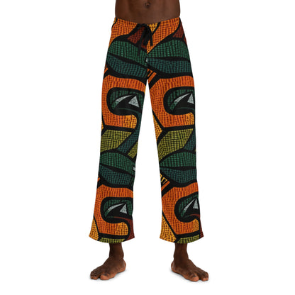 1960-1970s Style African Ornament Textile - Bold, Intricate Pattern - Men's Pajama Pants (AOP)