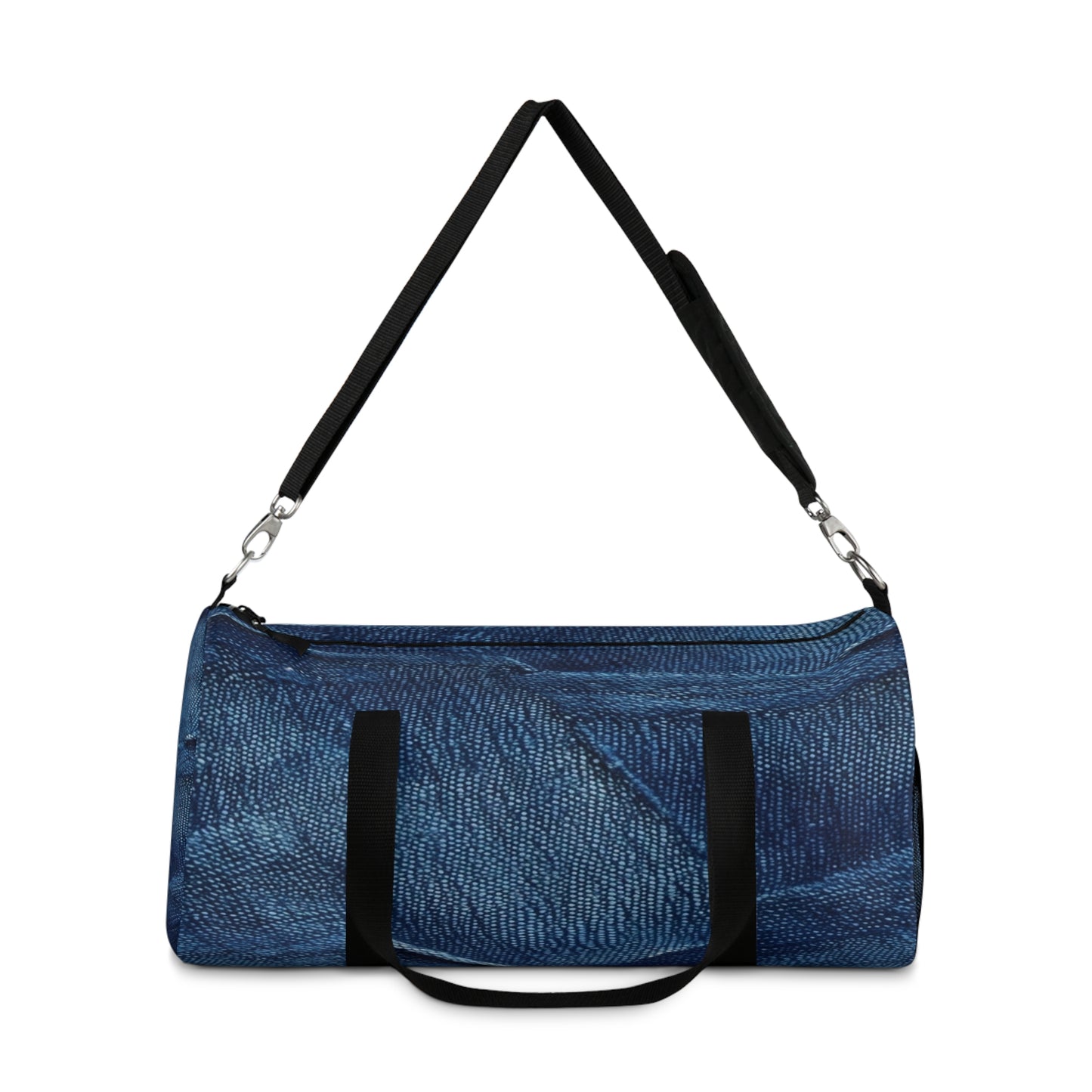 Dark Blue: Distressed Denim-Inspired Fabric Design - Duffel Bag