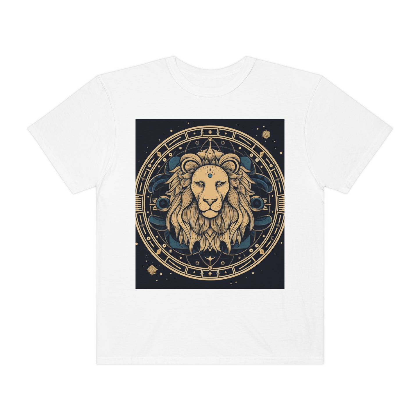 Leo Zodiac Sign - Mystic Circle Astrology Art Cosmic constellation - Unisex Garment-Dyed T-shirt