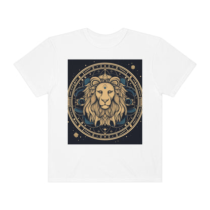 Leo Zodiac Sign - Mystic Circle Astrology Art Cosmic constellation - Unisex Garment-Dyed T-shirt