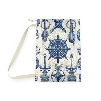 Nautical Theme Art - Anchors, Ropes, Compass Laundry Bag