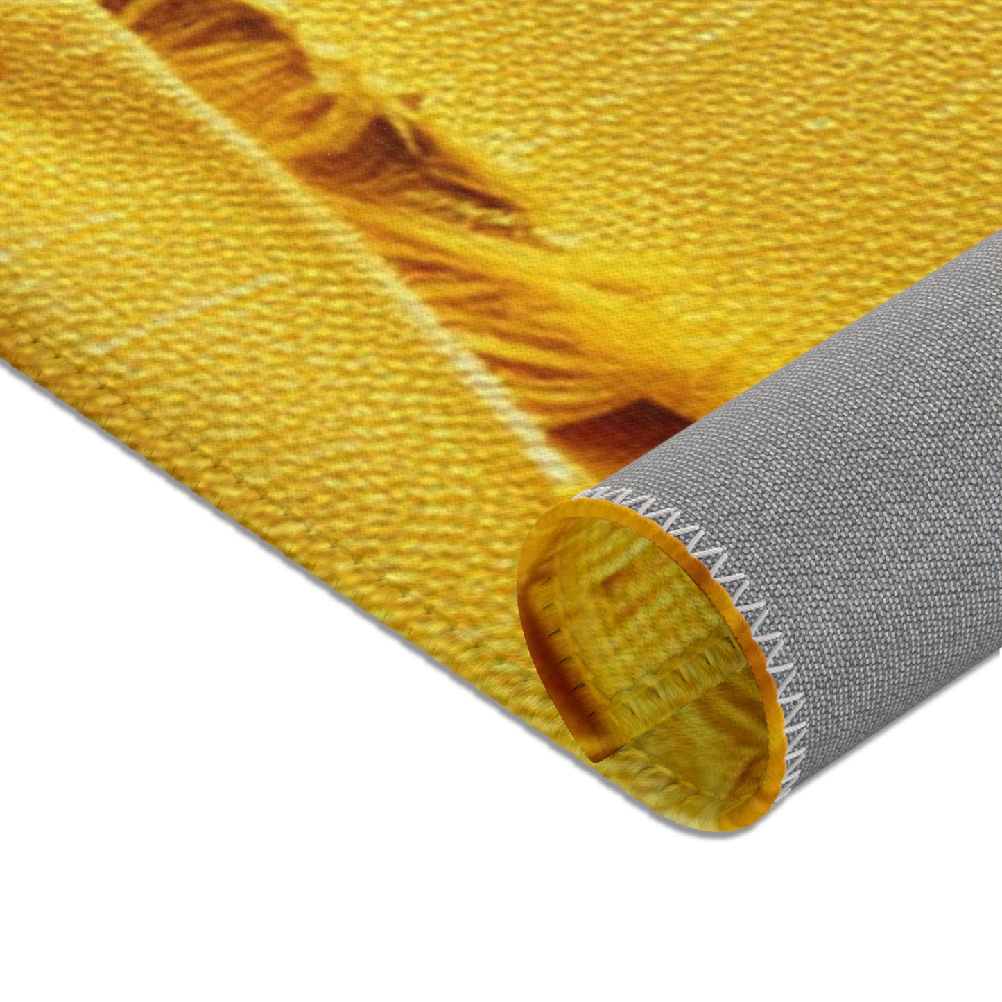 Banana Yellow Lemon: Bold Distressed, Denim-Inspired Fabric - Area Rugs