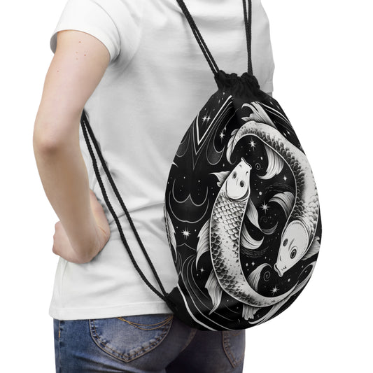 Pisces Zodiac, Fish Symbol Design, Water Element, Drawstring Bag
