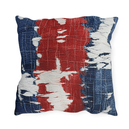 Rojo, blanco y azul patriótico: estilo vaquero desgastado, tela rasgada - Almohadas para exteriores