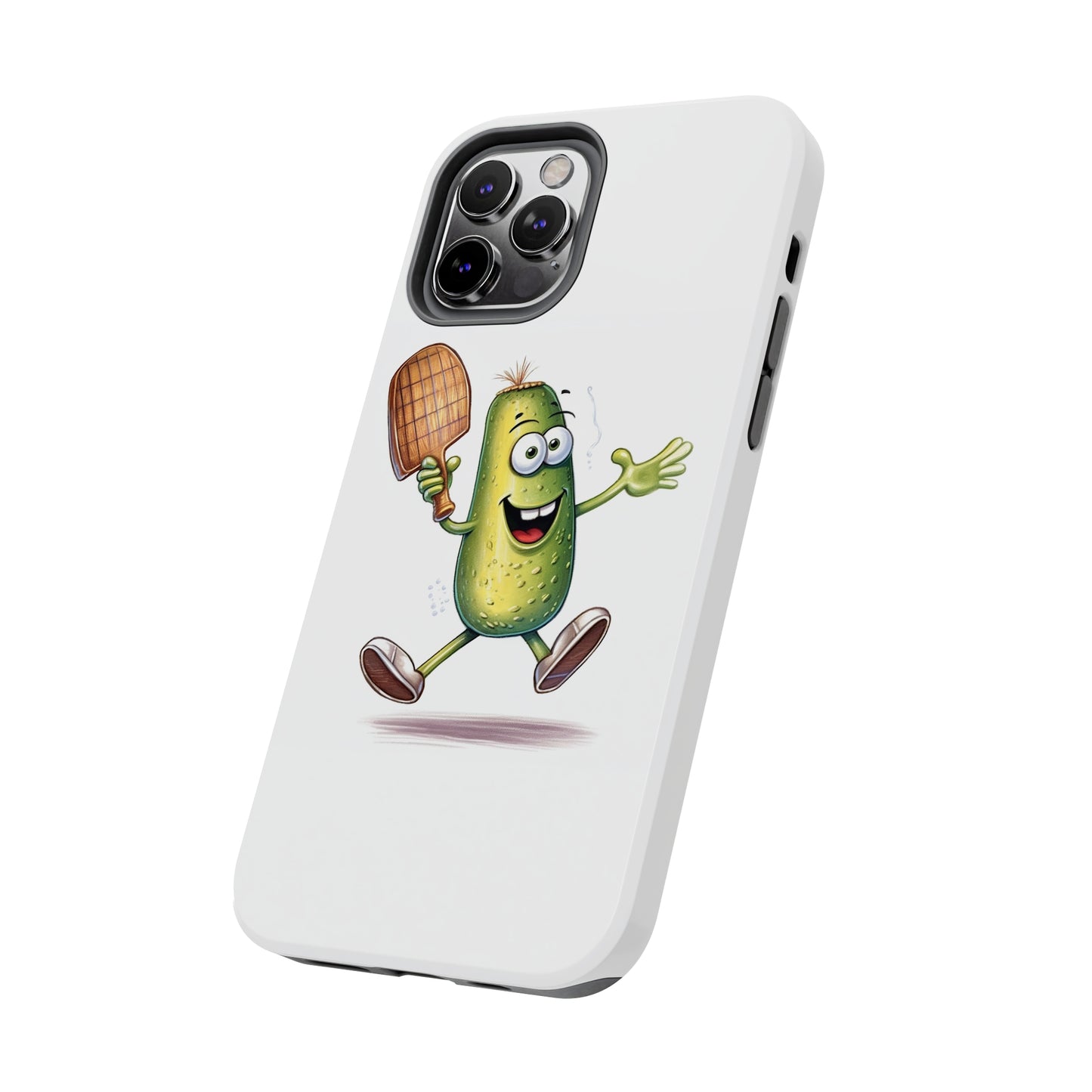 Pickle Player Action: Cartoon Swinging Pickleball Paddle - Sporty Charm - Tough Phone Cases