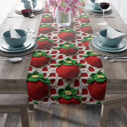 Strawberry Crochet Pattern - Amigurumi Strawberries - Fruit Design for Home and Gifts - Table Runner (Cotton, Poly)