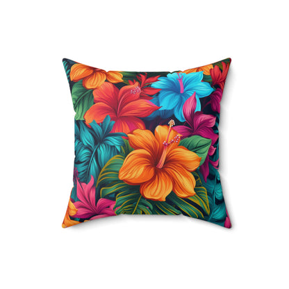 Hawaiian-Inspired Tropical Floral Pattern Design Spun Polyester Square Pillow